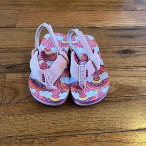 Reef Pink and Orange Kids Sandals for toddler size 6-7